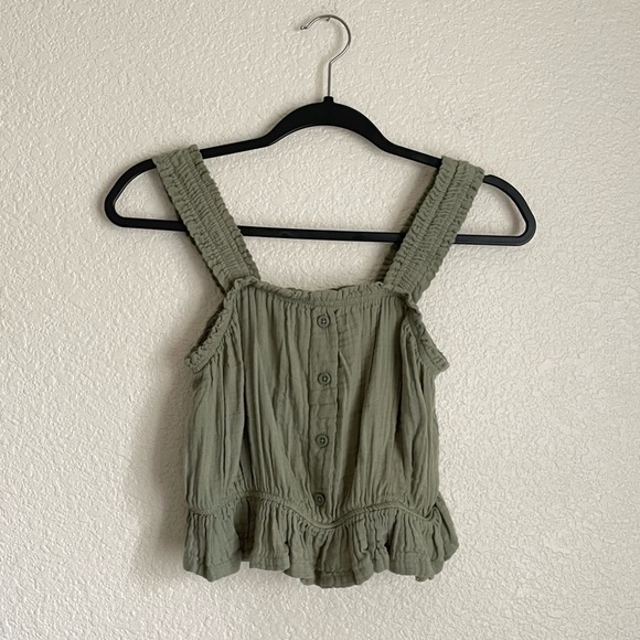 Gap Teen Ruffle Tank Top 12 Sage Green NEW - Picture 2 of 8